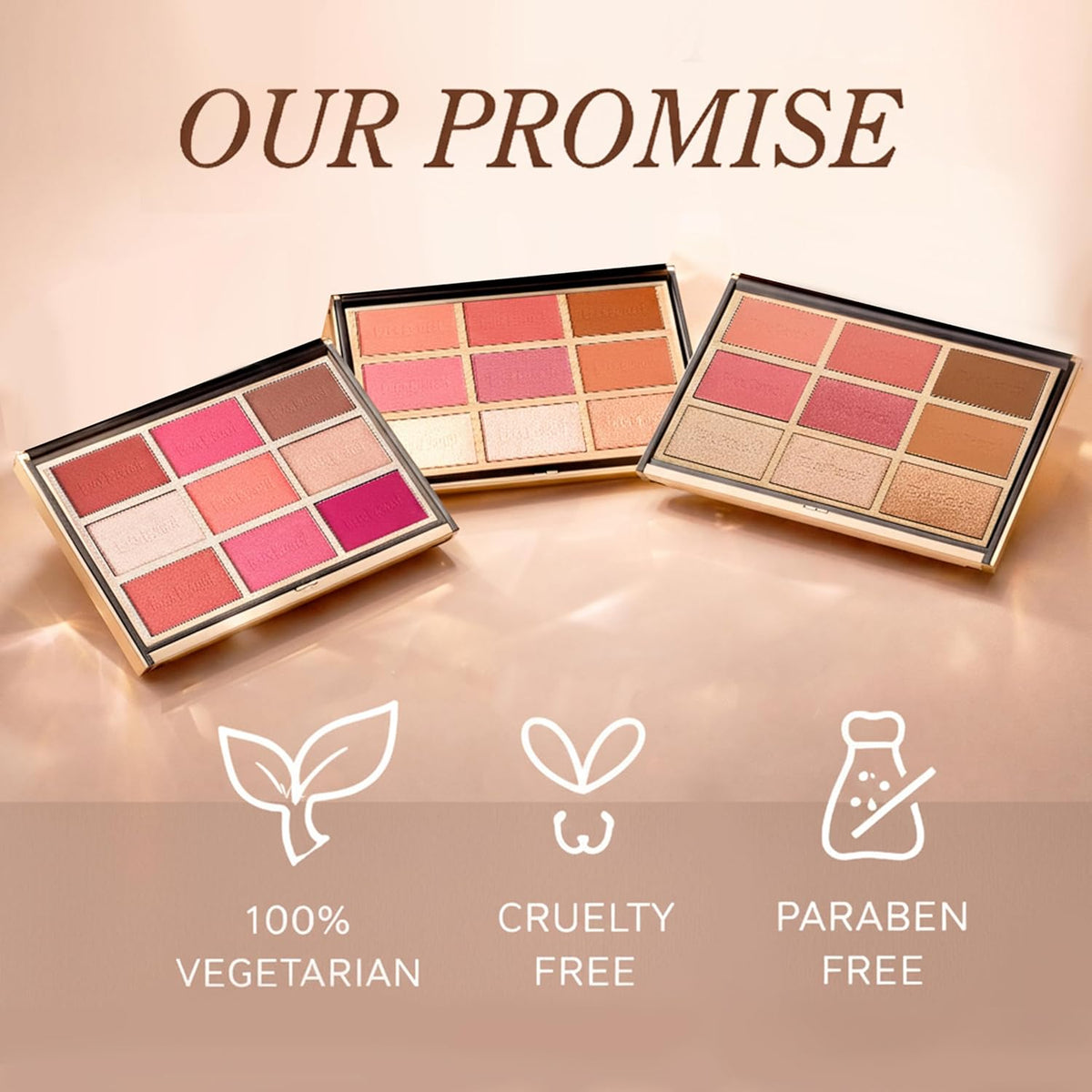 Maxtouch Touch Wood Series- #2509 Blush and Highlight Palette Silky Pigments for Long Lasting Shimmer Look