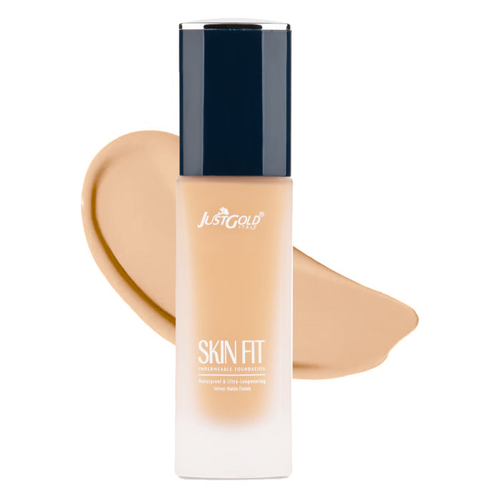the foundation bottle with a swatch of beige color on a white background best non comedogenic liquid foundation