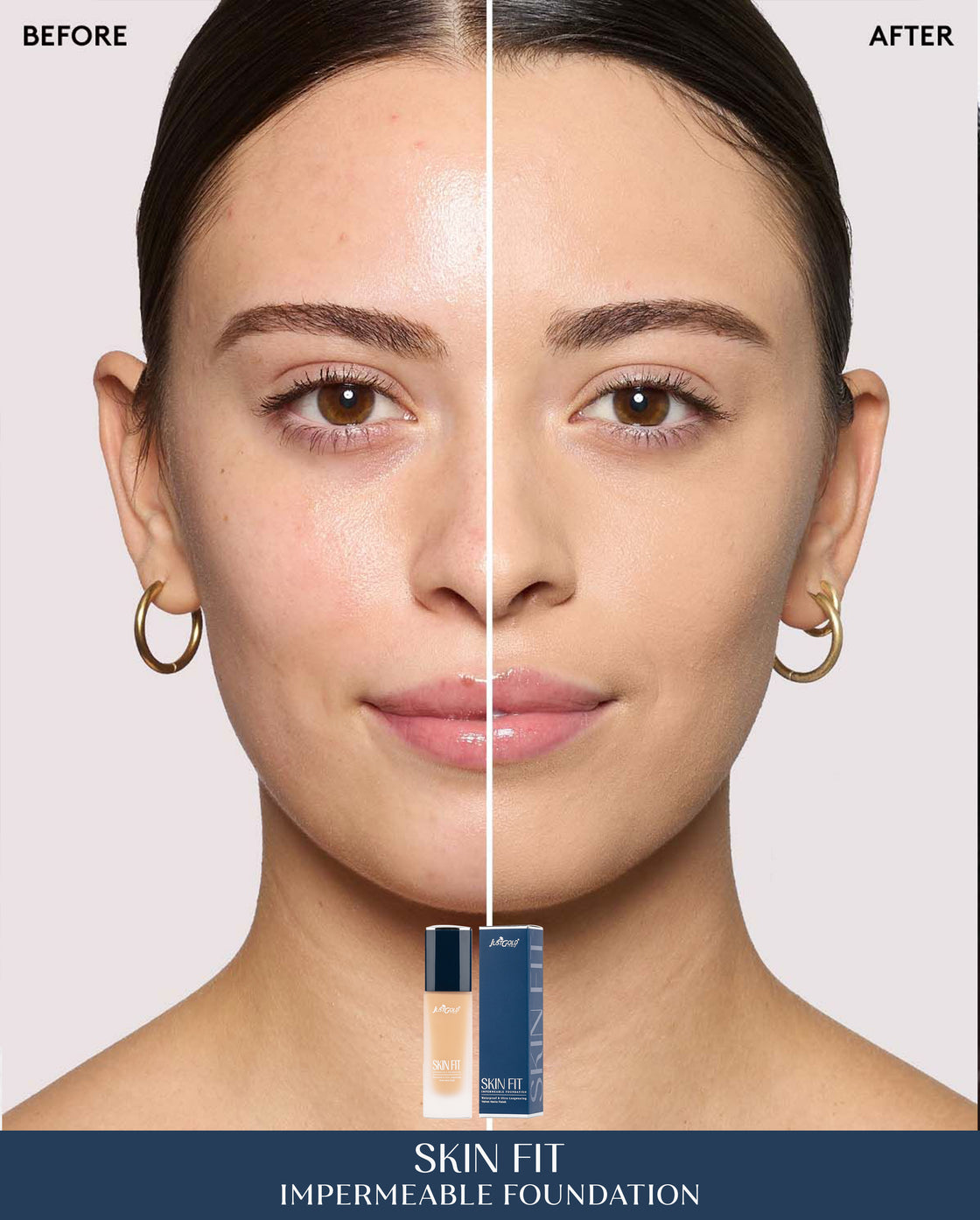Justgold Skin Fit Impermeable Foundation Waterproof & Ultra-Longwearing Velvet Matte Finish