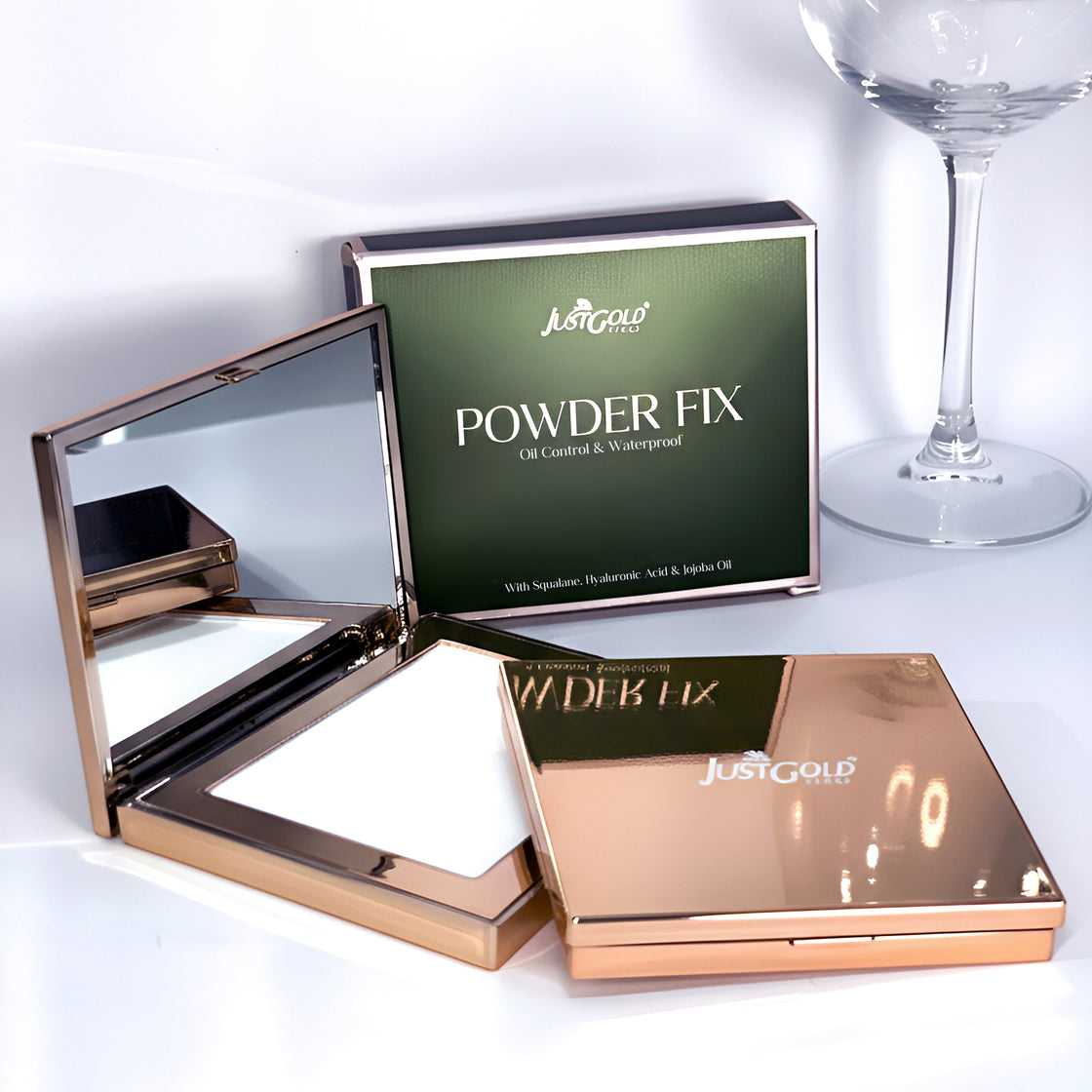 Justgold Powder Fix Oil Control & Waterproof with Squalane, Hyaluronic Acid & Jojoba Oil