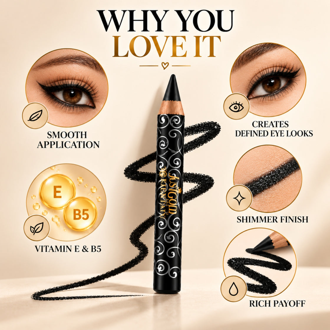 JUSTGOLD ORIENTAL TRADITIONAL KOHL KAJAL