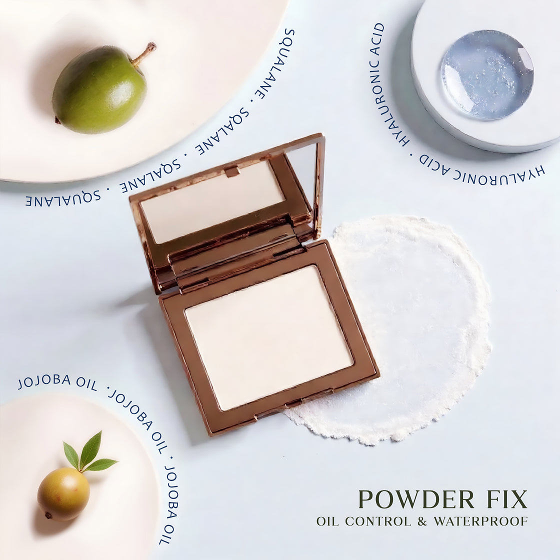 Justgold Powder Fix Oil Control & Waterproof with Squalane, Hyaluronic Acid & Jojoba Oil