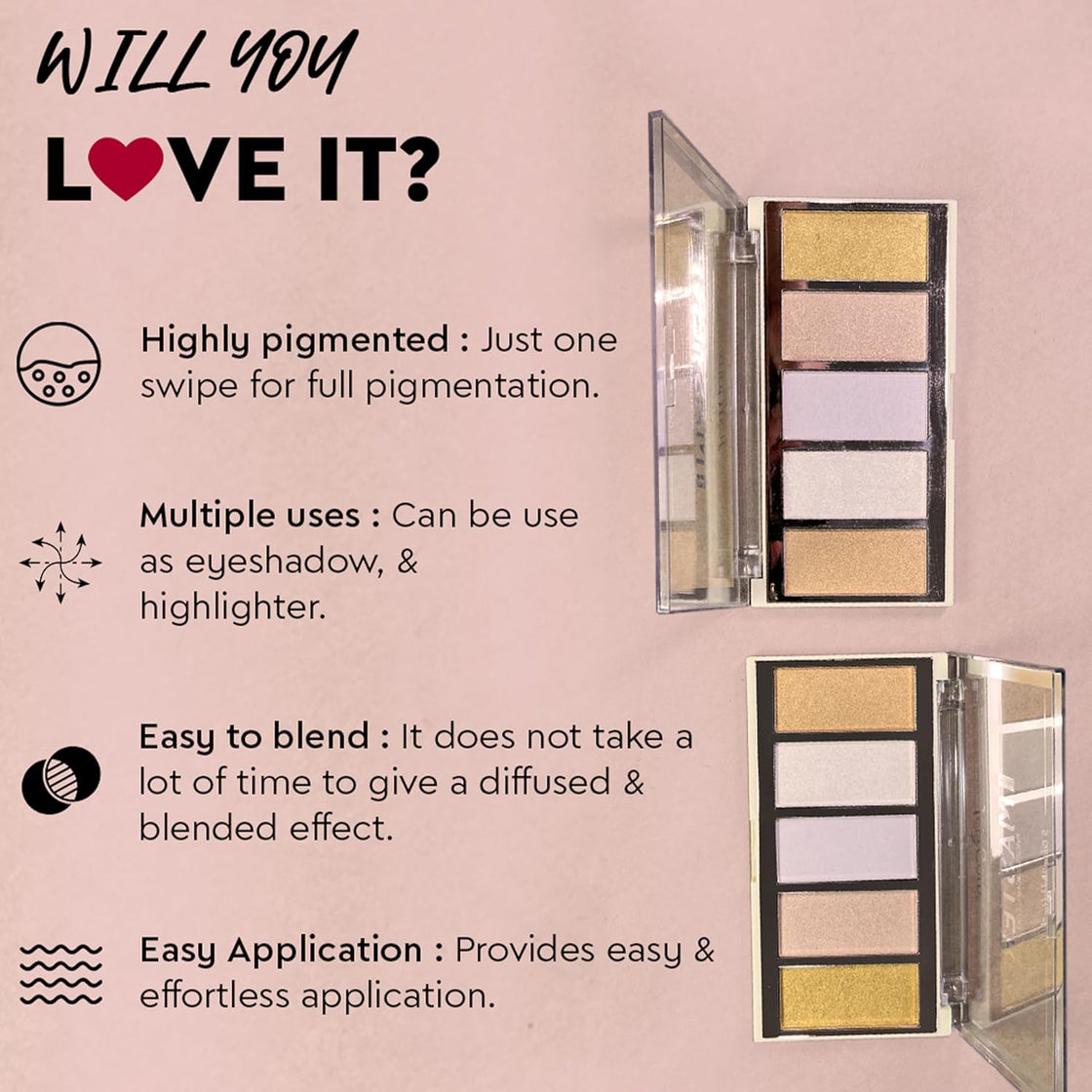 Justgold Master Professional Collection Highlighter Palette - #566 Ultra Blendable and Long Lasting