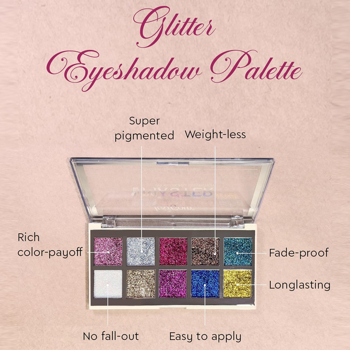 JUSTGOLD-563 MASTER PROFESSIONAL COLLECTION GLITTER EYESHADOW PALETTE