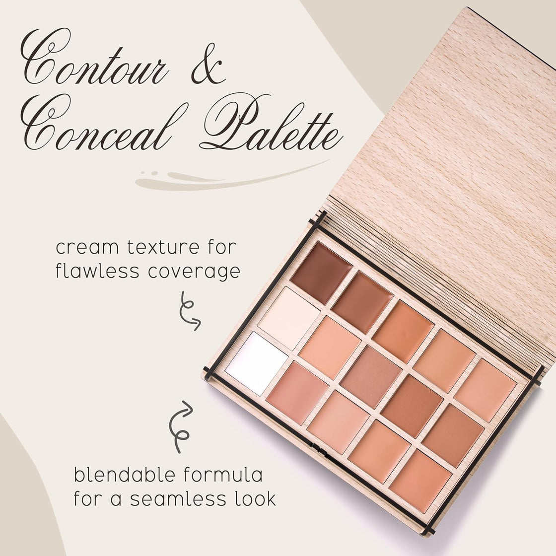 Maxtouch Touch Wood Series - #2510 Contour and Conceal Palette Smooth Long Lasting Natural Finish