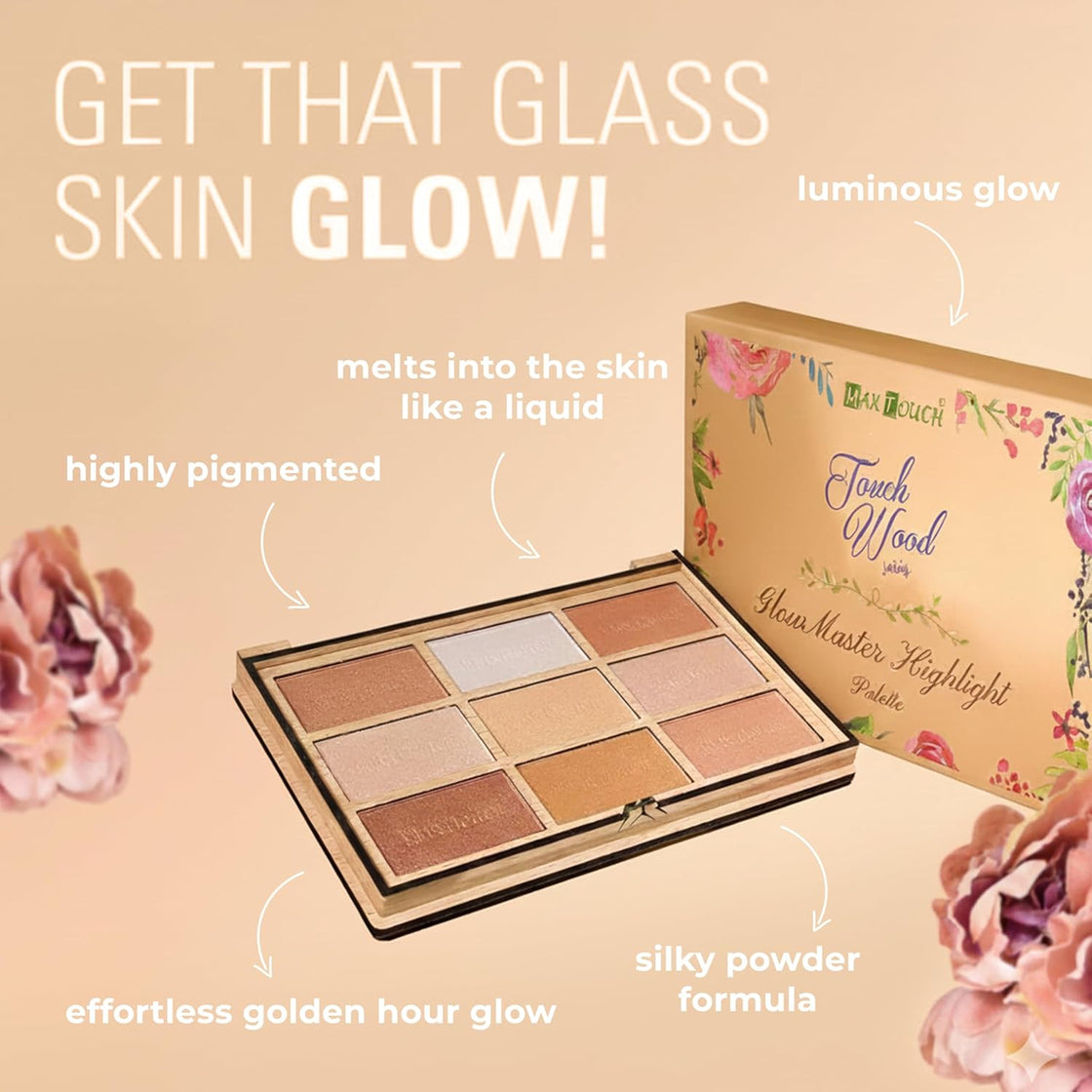 Mxtouch Touch Wood Series - #2508 Glow Master Highlighter Palette Intense Pigmented Multiple Shades in One