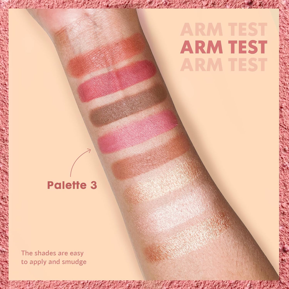 Maxtouch Touch Wood Series- #2509 Blush and Highlight Palette Silky Pigments for Long Lasting Shimmer Look