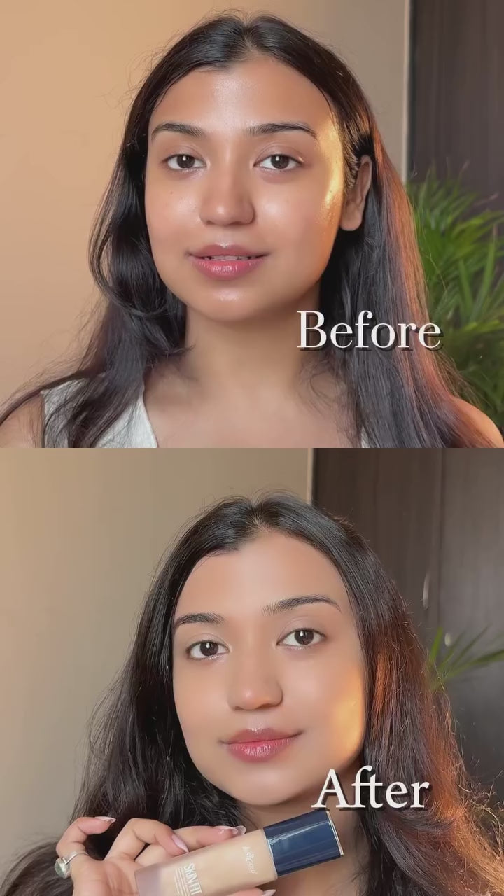 applying liquid foundation with brush